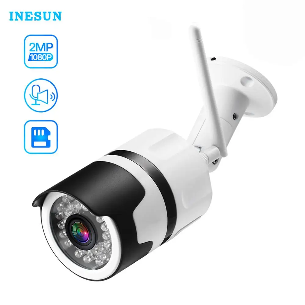Inesun 1080P Беспроводной IP Камера двухстороннее аудио открытый Водонепроницаемый ONVIF