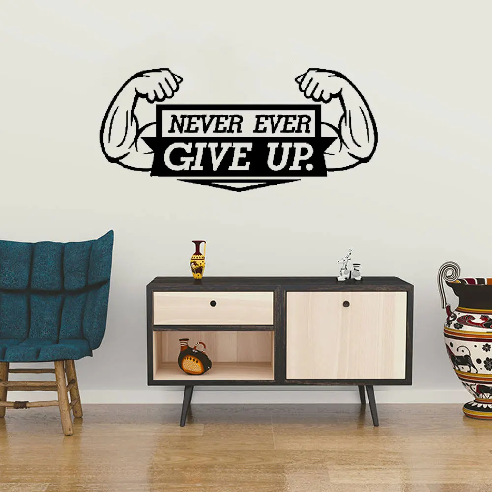 

Never Ever Give Up Wall Stickers Inspiring Text Home Decor Removable Wall Decals Art Murals Bedroom Decoration DW6478