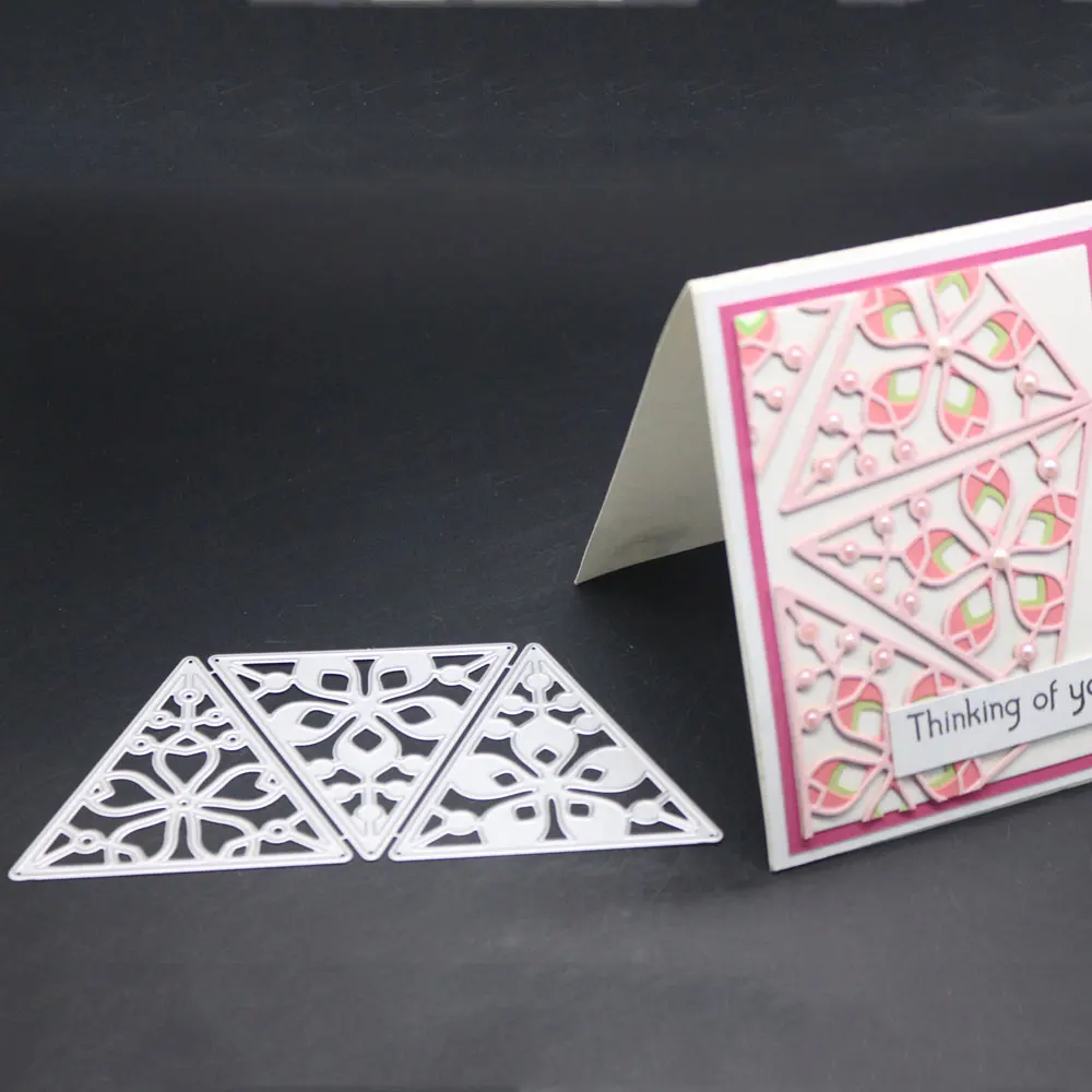 3 шт. трафареты с треугольной рамкой цветочное украшение металлическая высечка