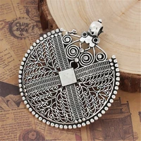 1pcs hot zinc based alloy pendants for handmade necklace round silver color filigree style jewelry diy findings