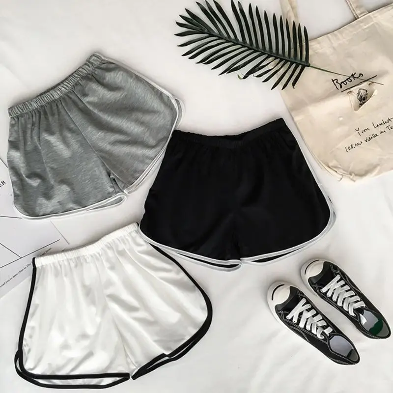 

Women Sport Shorts Leisure High Waist Wide Leg Loose Pants Dolphin Hem Homewear New