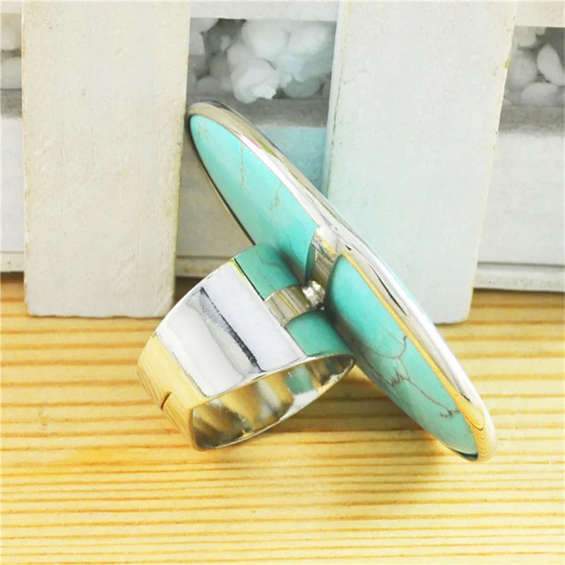 Гладкая поверхность натурального Oval Stone adjustable Кольца для Для женщин Винтаж Античная Посеребренная Модные украшения R459