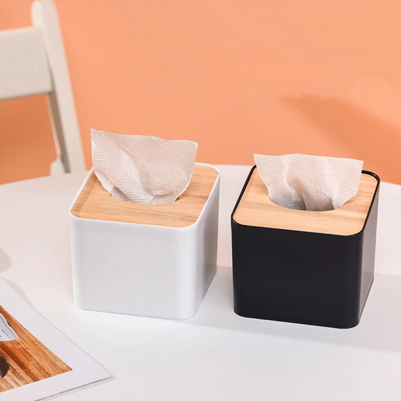 New Modern Wood Napkin Holder Square Shape Wooden Plastic Tissue Box Case Home Kitchen Paper Holdler Storage Accessories | Дом и сад