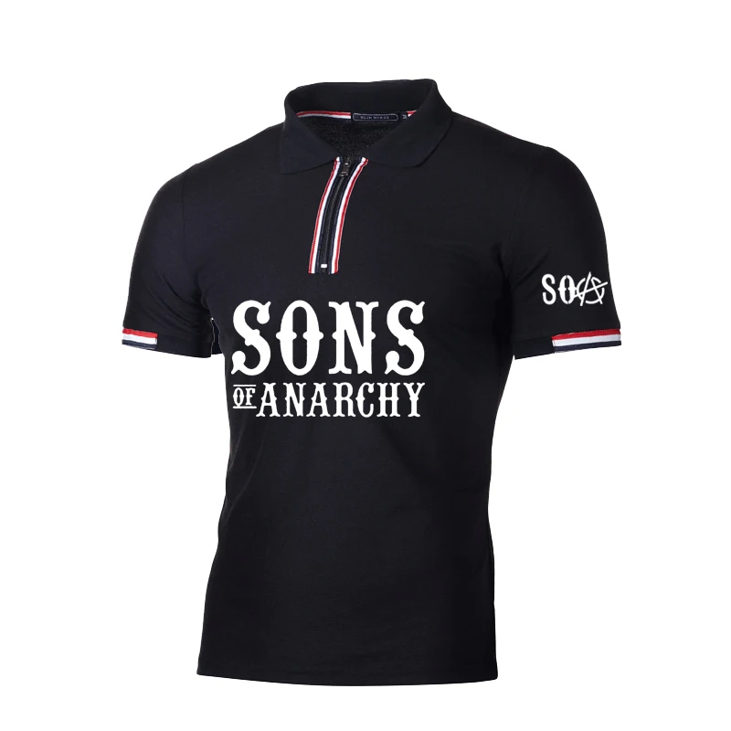 

NEW Summer Men's polo shirt SOA Sons of Anarchy the Child SONS Printing Cotton Splicing Hip hop Men's short sleeve tops