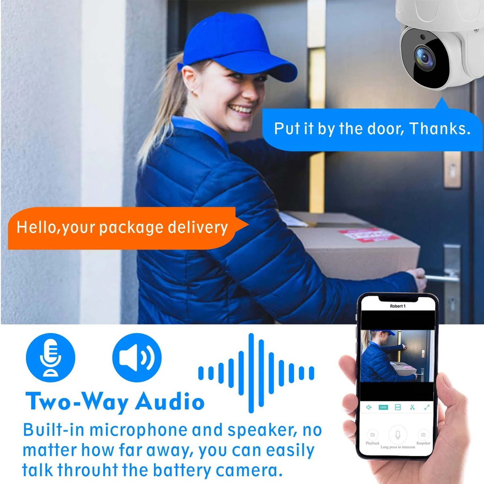 

1080P Pan/Tilt 2.4G WiFi Home Surveillance Camera, Outdoor Wireless IP Camera with Color Night Vision, Two-way Audioe Access