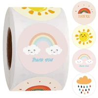 500 pcs round cartoon thank you stickers cute sun rainbow clouds sticker for handmade gift decor labels kids reward stickers
