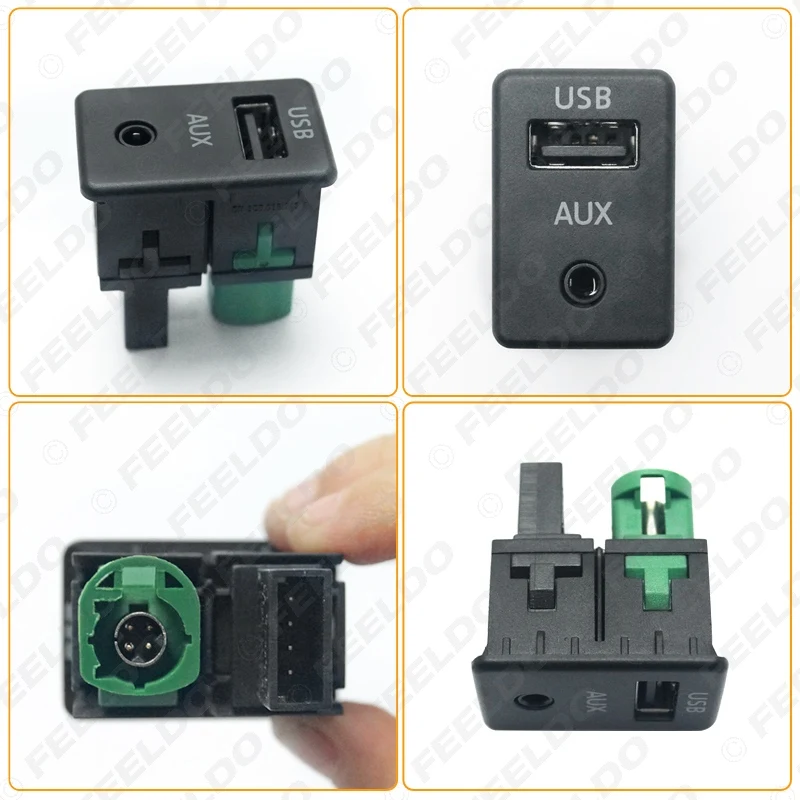 FEELDO USB 3 5 мм AUX переключатель корпус гнездо адаптер штекер кабель для Volkswagen OEM