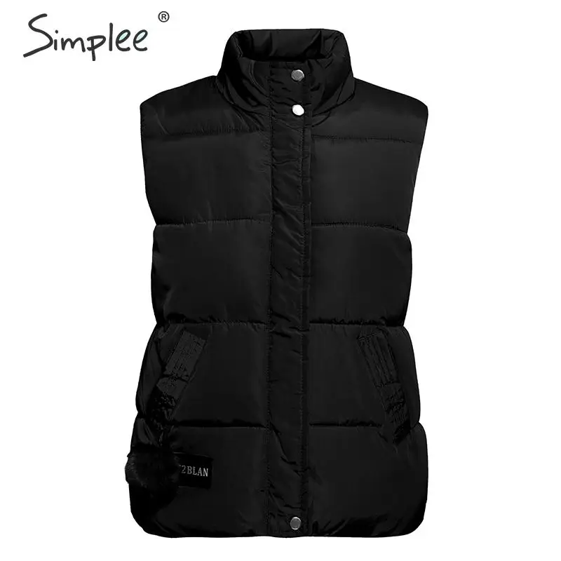 Simplee зимний женский пуховый жилет куртка женская без рукавов пуховик пальто для
