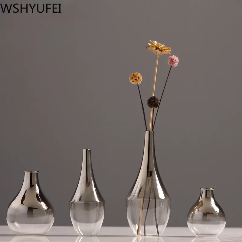 Новый стиль Маленькая свежая стеклянная ваза для гостиной Цветочная композиция
