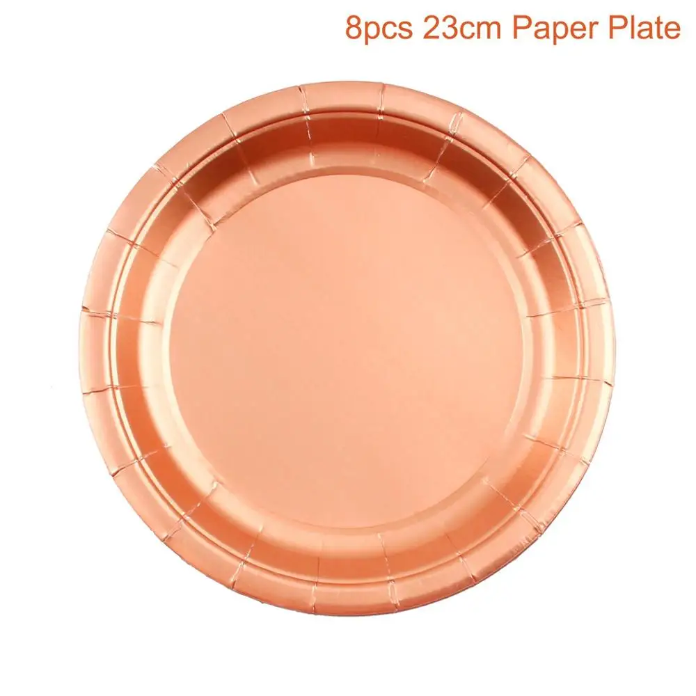 Paper Plates QIFU Шар С Днем Рождения Розовое Золото шар День Рождения Декор дети взрослый номер Гелиевый шар Свадебные Воздушные шары вечерние принадлежности - Цвет: Paper Plates