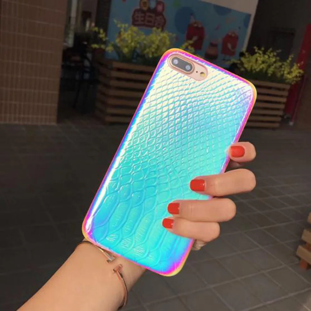 Фото Роскошный чехол для телефона s Laser Giltter iPhone6 S 7 8 P 11 XXS MAXPRO накладка из крокодиловой