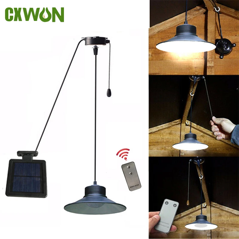 

60W Solar Pendant Light Outdoor Super Bright 36 LED Solar Pull Wire Light With 5M Cable Garden Aisle Remote Solar Shed Light