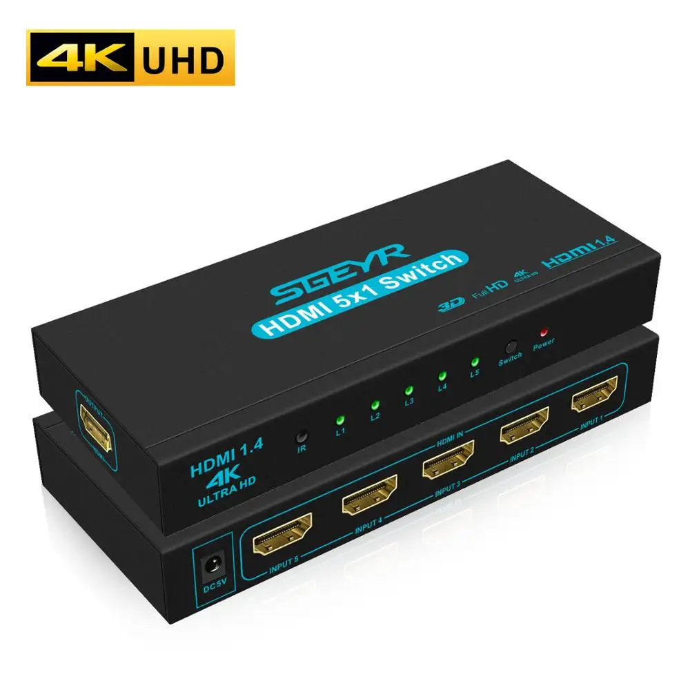 SGEYR HDMI сплиттер переключатель 5 вход 1 выход HDMI адаптер коммутатор 5X1 4K HDMI переключатель для xbox 360 PS4/3 Smart Android HDTV