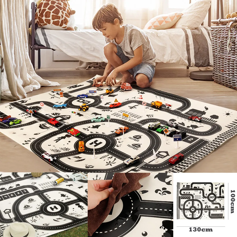 

Kids Play Mat City Road Buildings Parking Map Game Scene Map Fun Interactive Educational Identify Toys Puzzle Gifts Waterproof