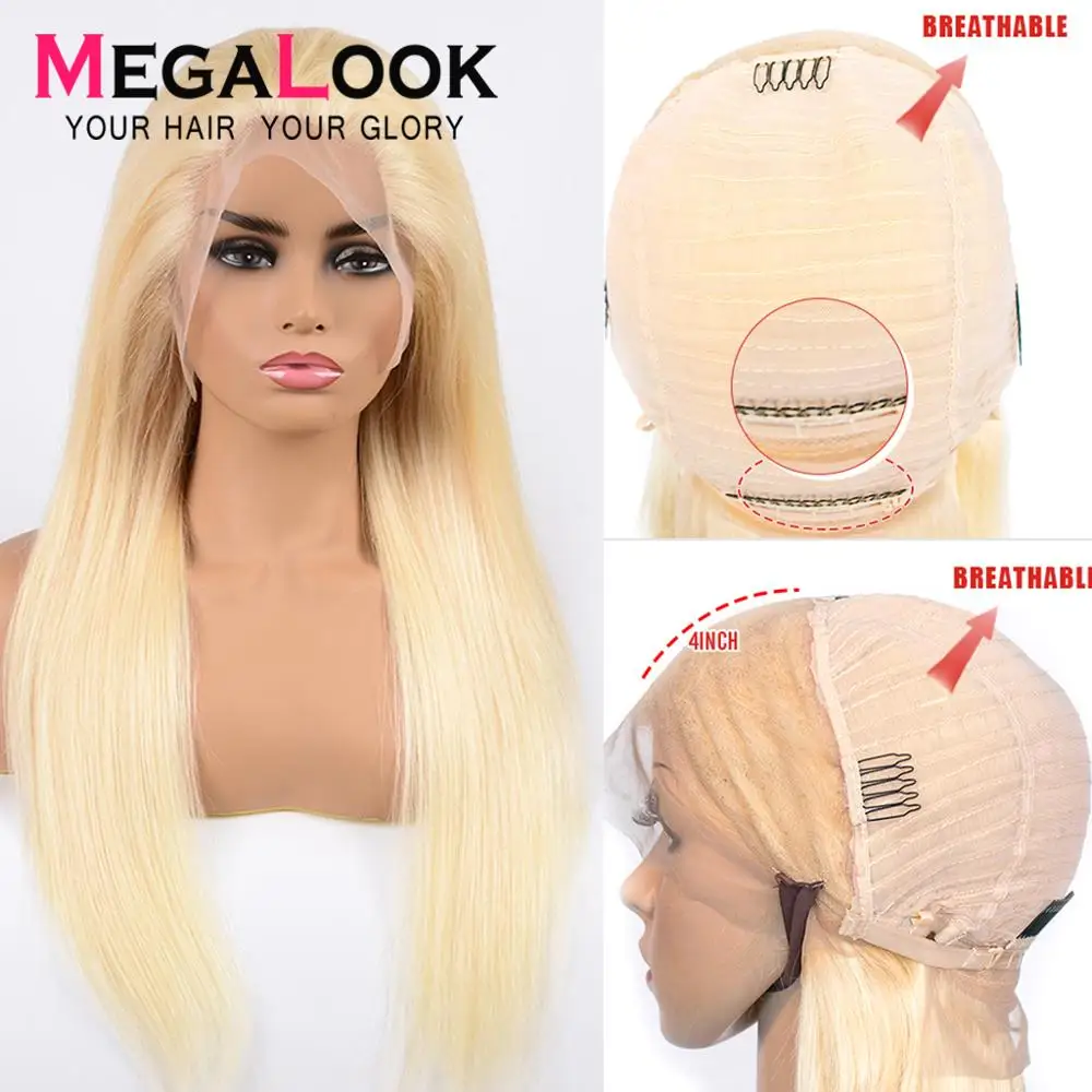 Блонд парик с кружевом спереди прямой из человеческих волос предварительно