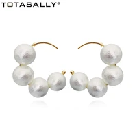 totasally women imitation pearl earrings baroque pearl string hoop earrings women vintage earrings party jewelry