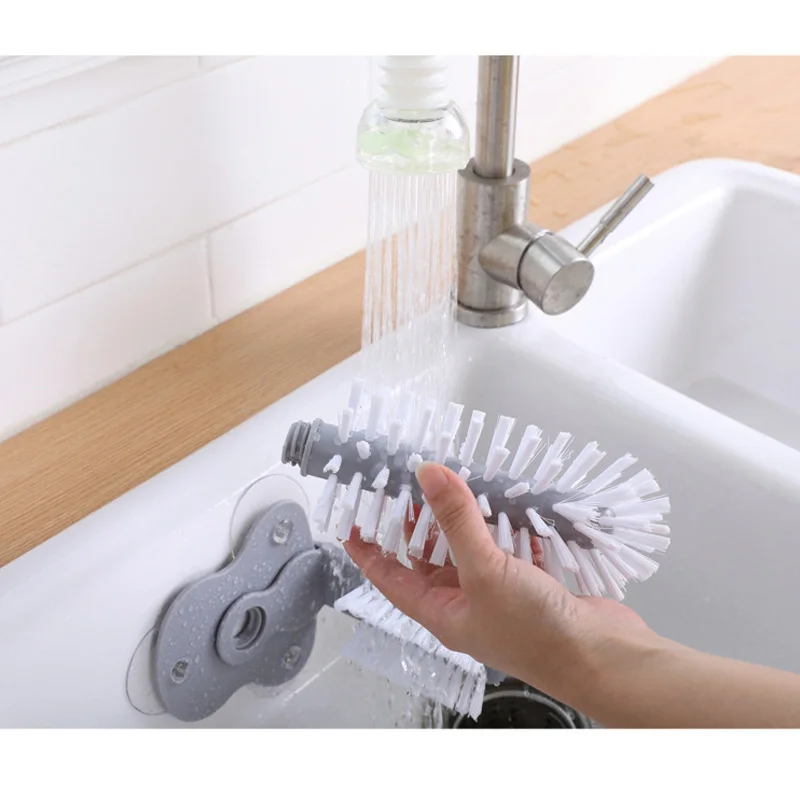 

Glass Washer Sink Suction Cup Base Cleaning Bottle Glass Brush Bathroom Tool BOM666