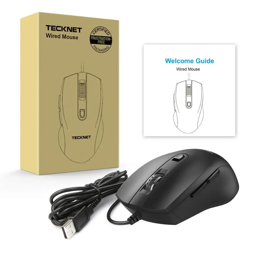 Проводная оптическая мышь TeckNet Alpha S3 6 кнопок USB для офиса бизнеса игр мыши Windows