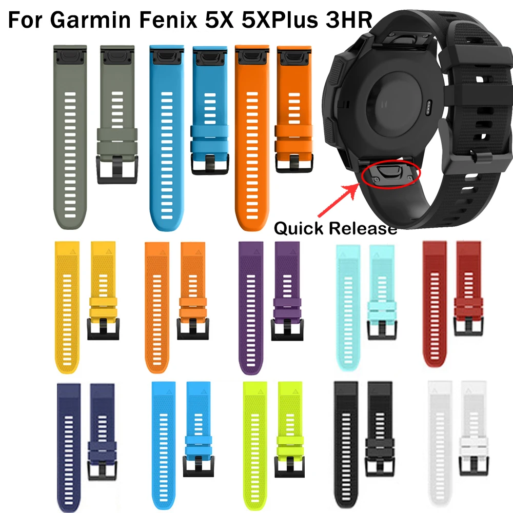 Мягкий силиконовый ремешок для часов Garmin Fenix 5X Plus 3HR D2 Charlie GPS с быстросъемным