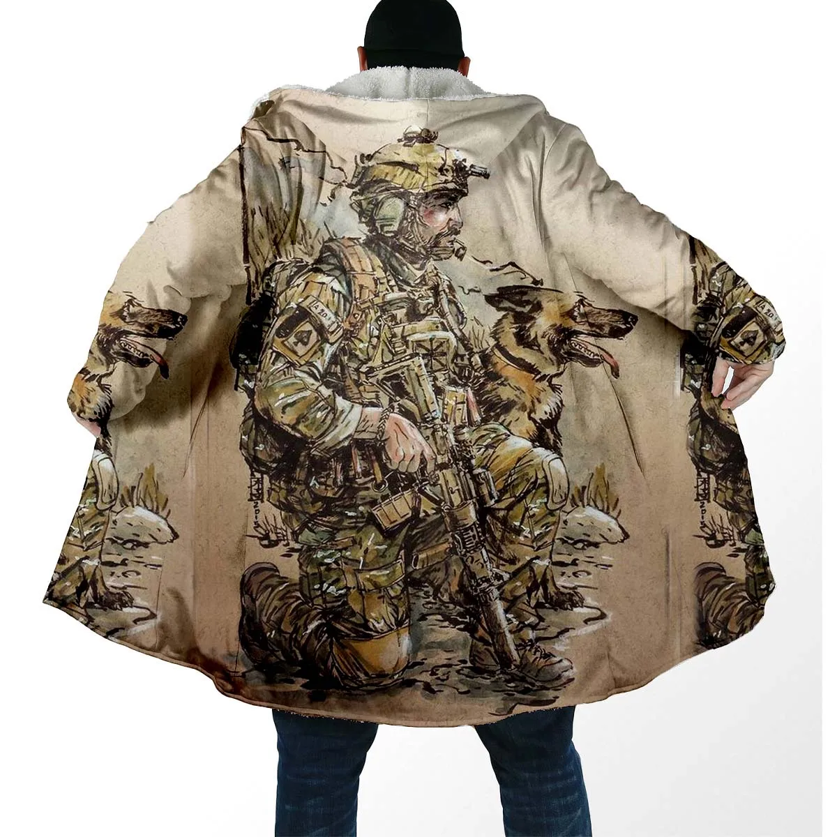 Толстая теплая накидка с капюшоном для женщин и мужчин Череп солдат армейская