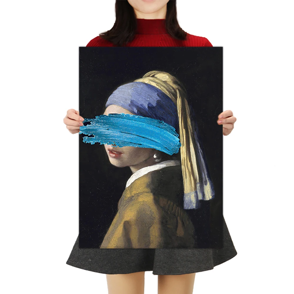 

Abstract Beauty Woman Wall Art Cover Eyes Nordic Retro Figure Canvas Painting Poster Printing Picture For Living Room Decoration