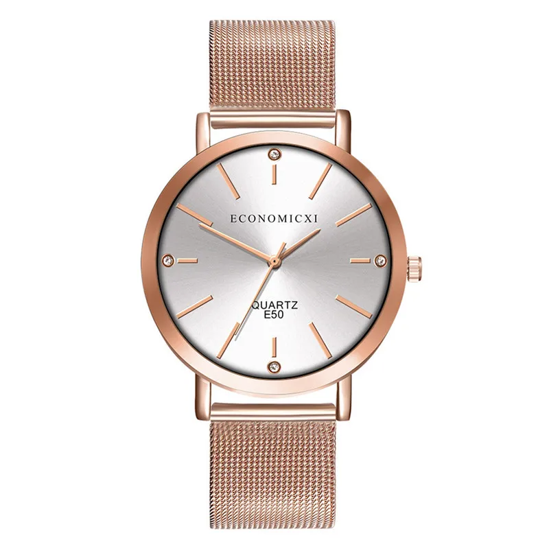 

Women's Fashion Casual Quartz Rose Gold Steel Mesh Strap Watch Wrist Watch