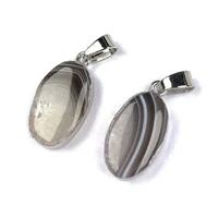 natural stone pendant oval shaped grey striped agates exquisite charms for jewelry making diy bracelet necklace accessories