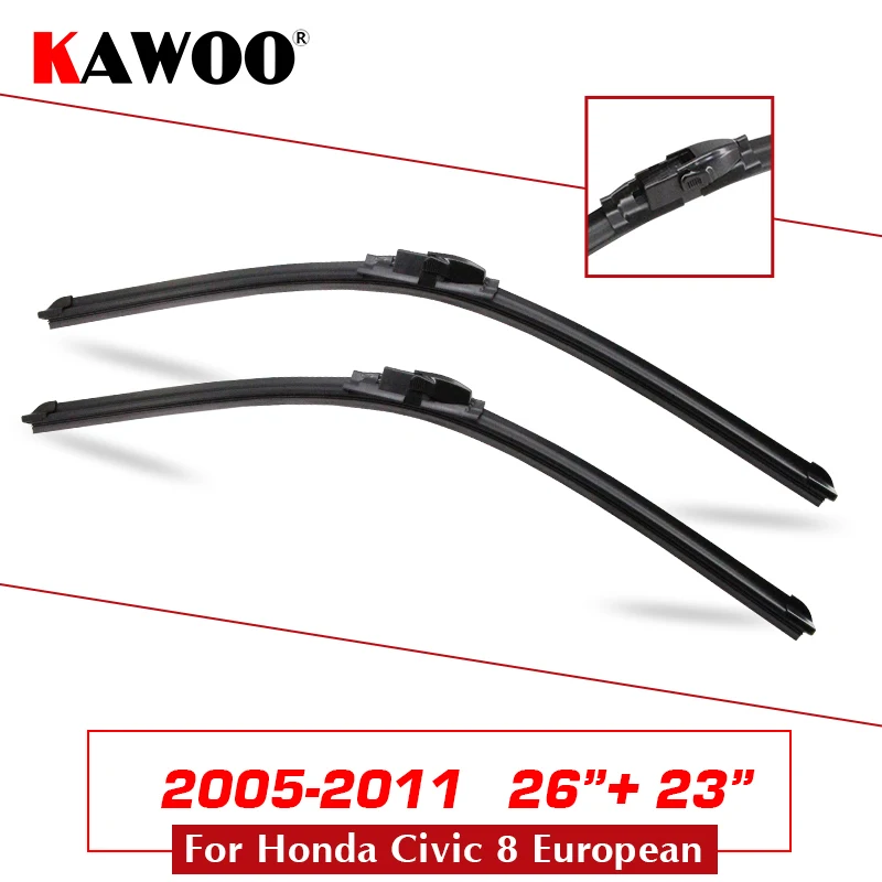 KAWOO для Honda Civic 8 9/Civic Coupe автомобиля мягкие резиновые стеклоочистители Лезвия модель год от 2005 до Fit кнопка/U крюк руки - Цвет: 2005-2011 2623