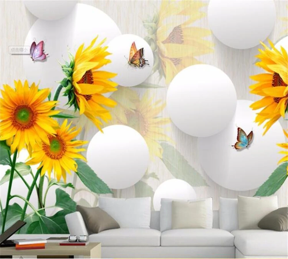 

beibehang 3D new mural custom wallpaper fashion romantic facing sunflower living room background wall decorative painting