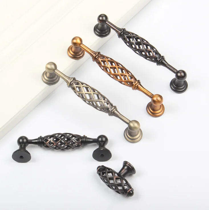 

Vintage Antique Bronze Cabinet Handles Hollow Out Birdcage Cabinet Pulls Drawer Knobs Wardrobe Door Pullers Furniture Handle