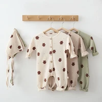 newborn baby clothes jumpsuit with hat cute toldder printing bear romper long sleeve boys girls autumn clothing for newborns
