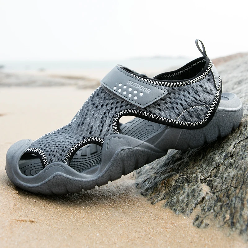 

Sandals Men Mesh Breathable Slippers Soft Comfortable Non Slip Beach Shoes Fashion Big Size Summer Casual Male Sneakers