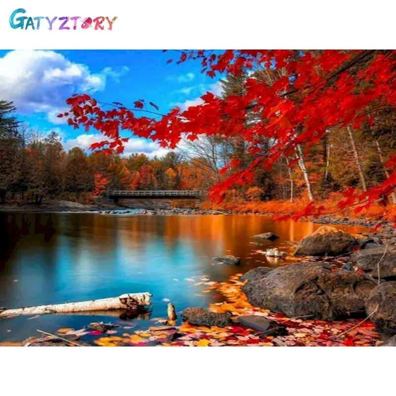 

GATYZTORY Full Square/Round Diamond Painting Landscape Spring 5D Diamond Embroidery Mosaic Cross Stitch Lake Home Decor Gift