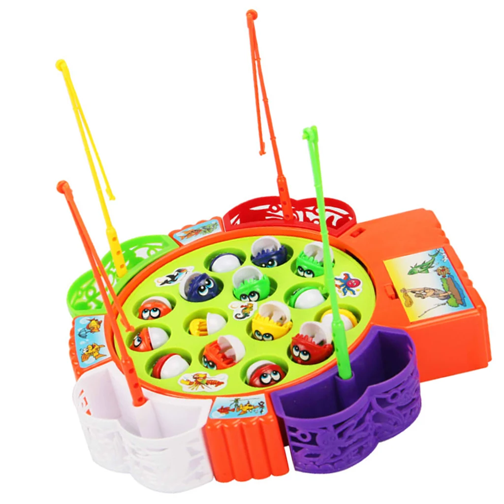 

Colorful Fishing Game Toy Set with Electronic Rotating Board And 15 Fishes