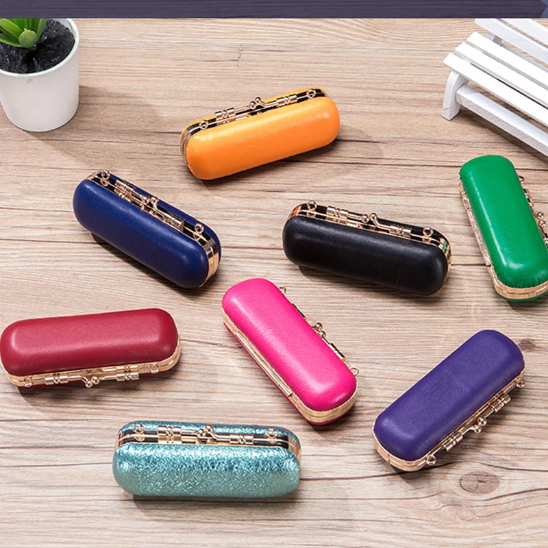 

Genuine Leather Travel Cosmetic Box Exquisite Mini Makeup Bag Jewelry Organizer Case Sheepskin Leather Lipstick Bag with Mirror