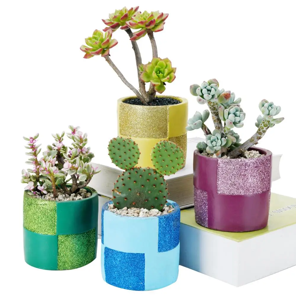Блестящая поверхность кашпо для суккулентных растений цементные горшки с