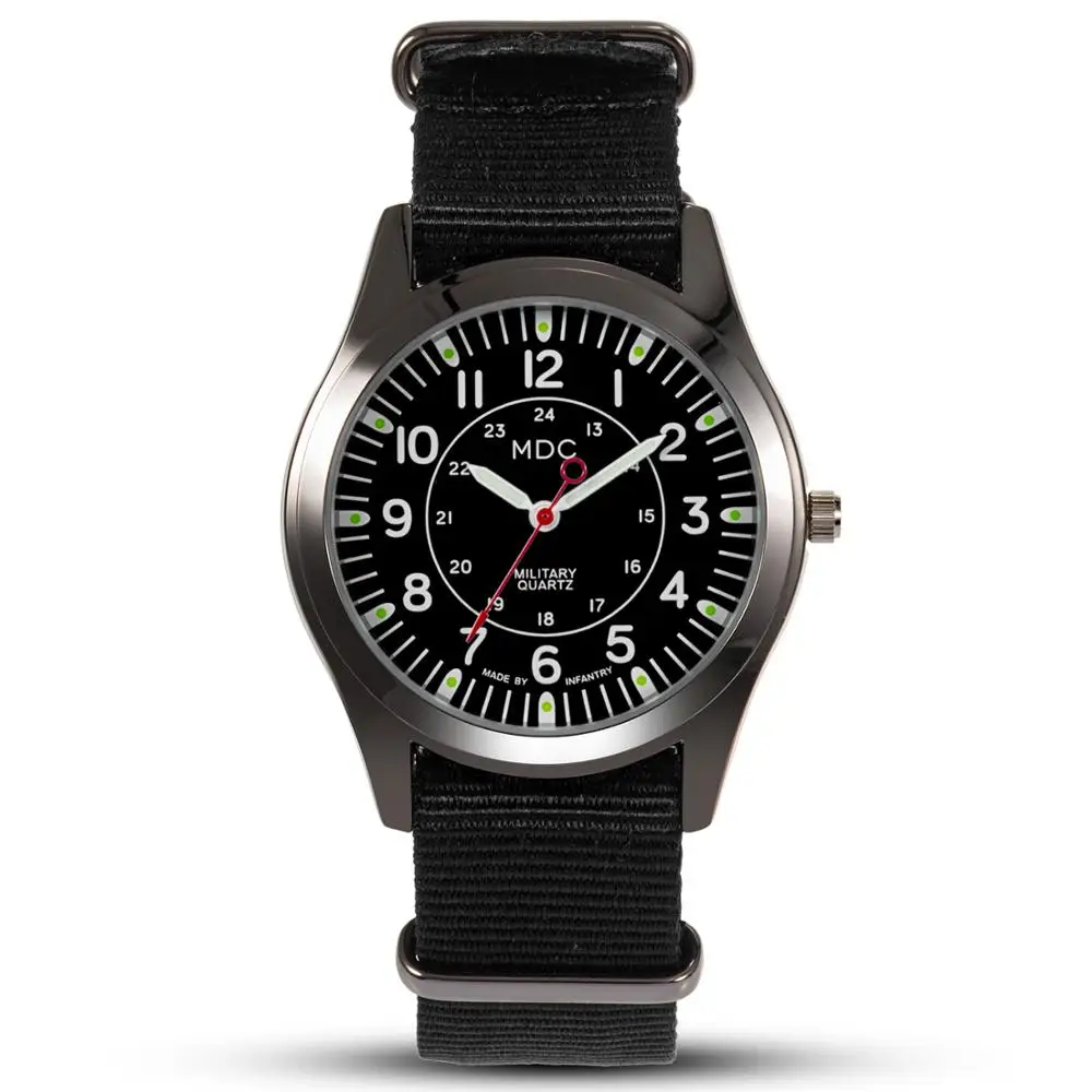 Часы наручные MDC мужские в стиле милитари Спортивные Светящиеся темноте красные