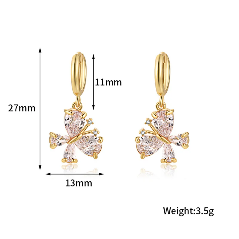 

Stainless Steel Butterfly Hoop Earrings 18K Gold Butterfly CZ Drop Earrings For Women Party Gift 2021 Trendy Jewelry Accessories