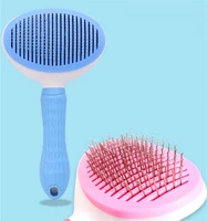 pet dog hair brush cat comb grooming brush stainless steel combs automatic brushes for long hair dogs cats cleaning supplies gif