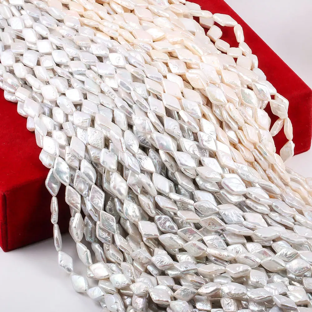 Бусины круглые из жемчуга бело-Розовая Жемчужина в форме ромба 9 х14 мм | Украшения