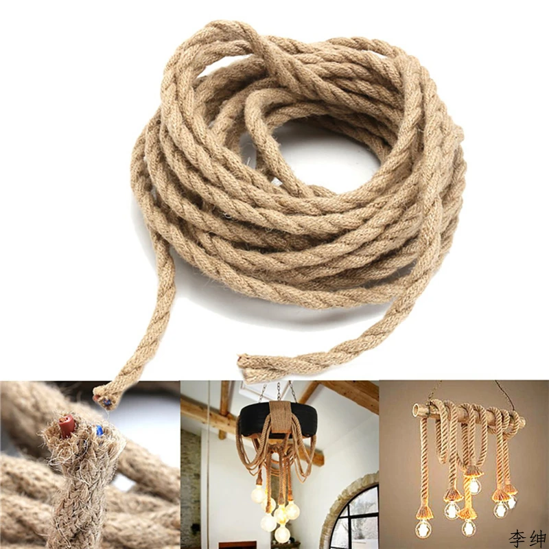 

1/2/3/4/5/10 Meters Hemp Rope Wire Antique Braided Twisted Lighting Cable Hanging Living Rong Woven Silk Flexible Wire Cord