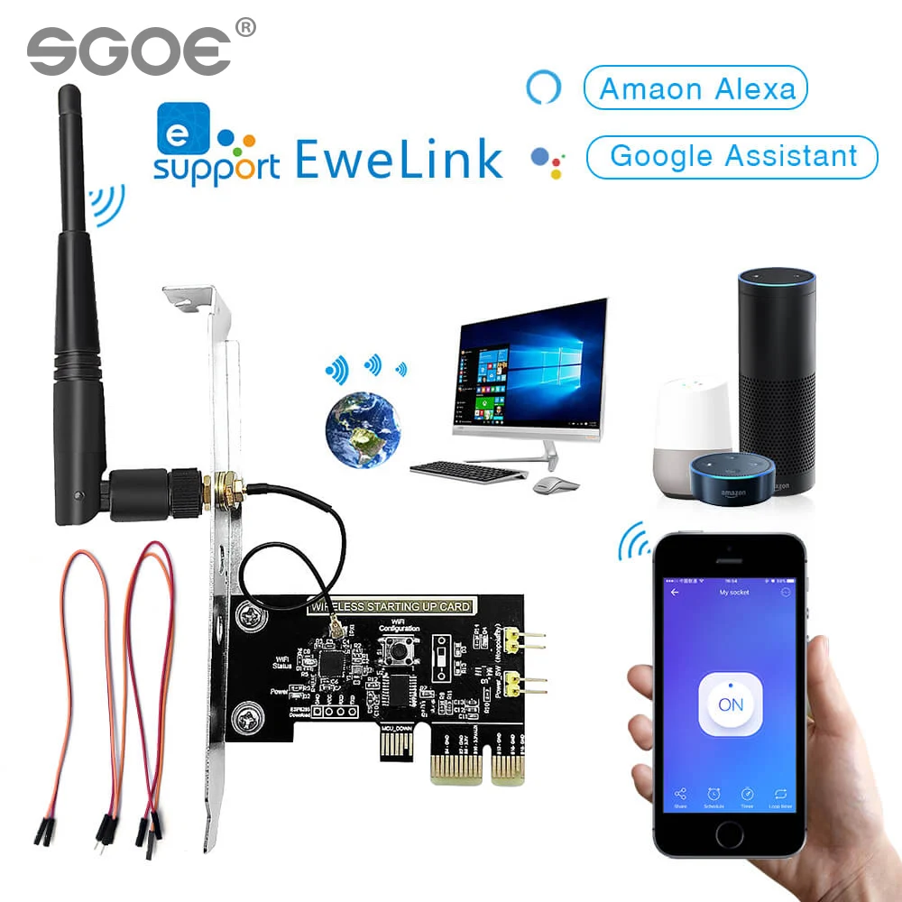 EWeLink мини PCI-e Настольный ПК Пульт дистанционного управления карта WiFi беспроводной умный переключатель релейный модуль перезапуск Переключатель включение/выключение