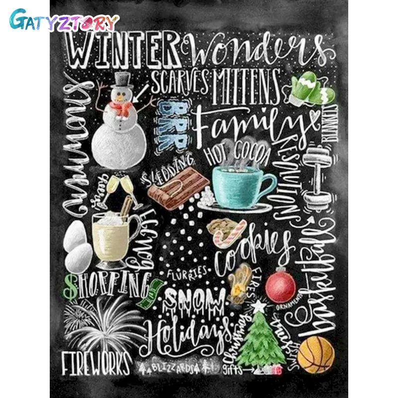 

GATYZTORY Diamond Painting Blackboard Painting Rhinestones Mosaic Wall Art Cartoon Cross Stitch Home Wall Decortion