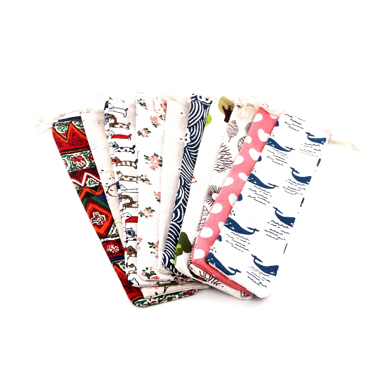 

20pcs 6x27cm Cotton Tableware Bags Travel Portable Chopsticks Fork Storage Bag Cotton Organizer Foldable Cutlery Bags