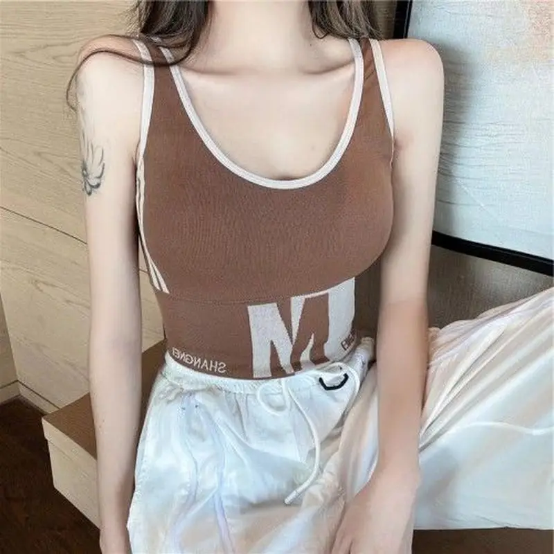 

Новинка 2021, спортивный жилет для отдыха, вязаный женский летний топ на бретельках, верхняя одежда без рукавов, облегающие топы для фитнеса и ...