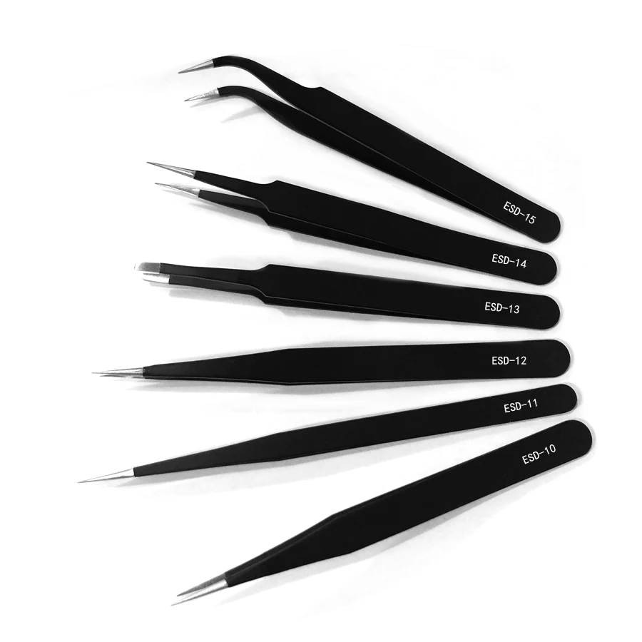 

Anti-static ESD BGA Tweezers tweezer Set tweezer kit for soldering rework ,6pcs/lot ,High quality