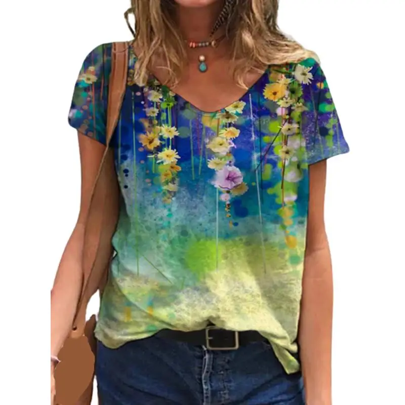 

3D Floral Print Women T Shirts Short Sleeve Loose Oversized Tops 5XL Plus Size Female Tees Casual Summer T Shirt 2021 New Women