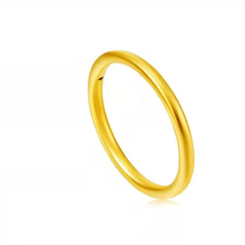 

POFUNUO Real 18K Yellow Gold Ring Pure AU750 Simple Circle Design for Women Fine Jewelry Gift