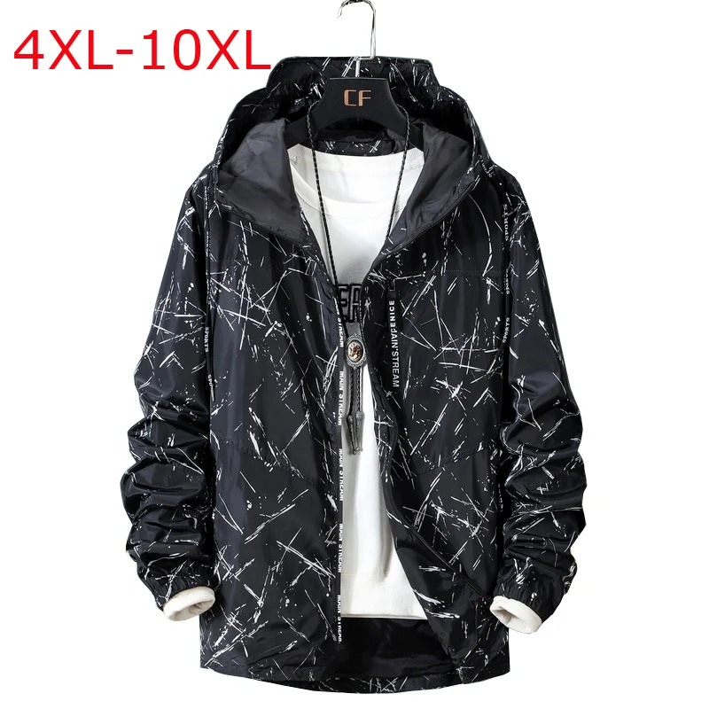 Мужская камуфляжная куртка размера плюс 4XL 10XL тонкие пальто с капюшоном ветровка
