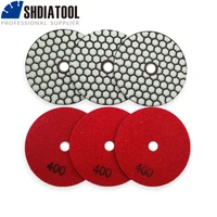 shdiatool 6pcs diamond dry polishing pad 4100mm grit 400 granite marble ceramic flexible sanding disc stone polisher disc
